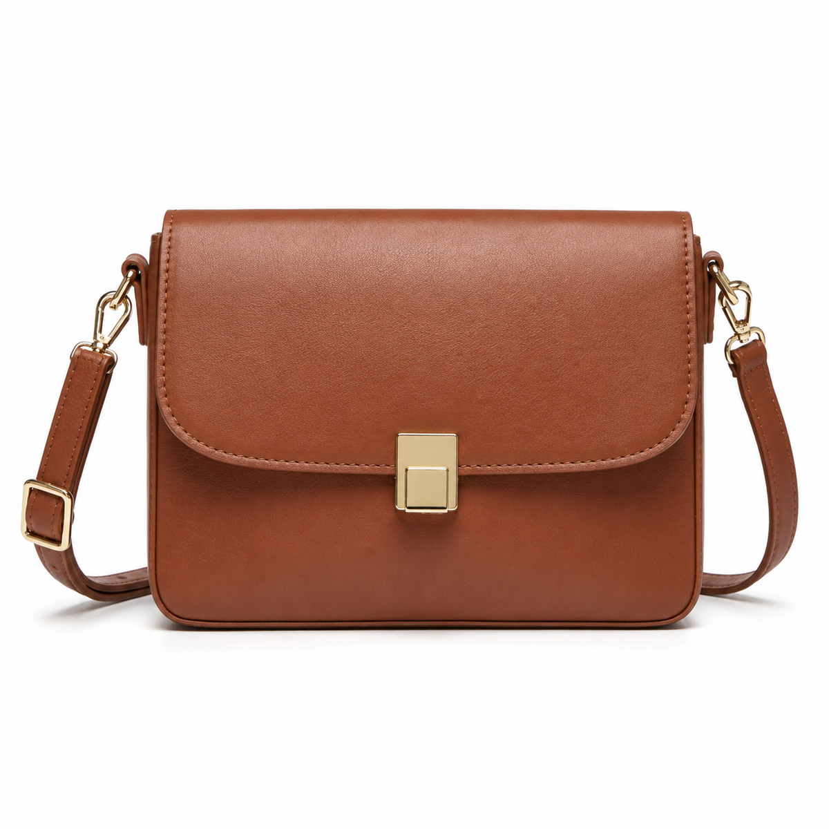Bolso bandolera de mujer en elegante cuero sintético marrón