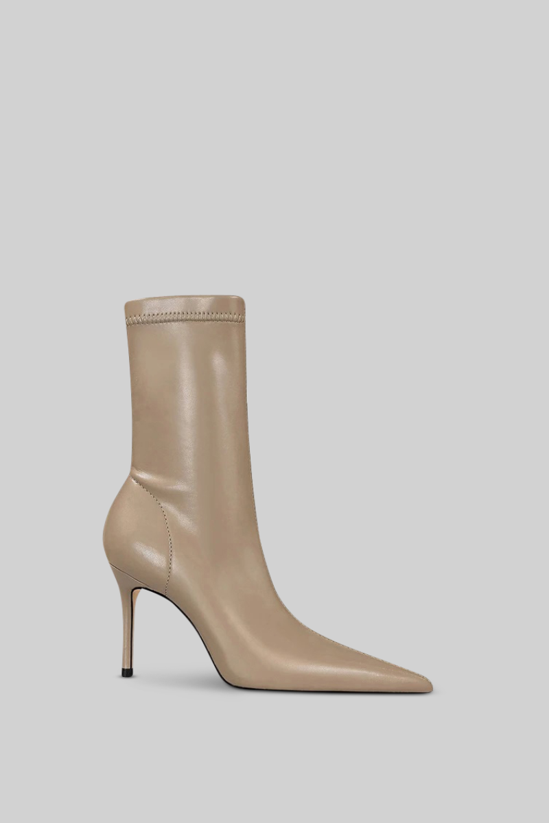 Botines beige de tacón de aguja