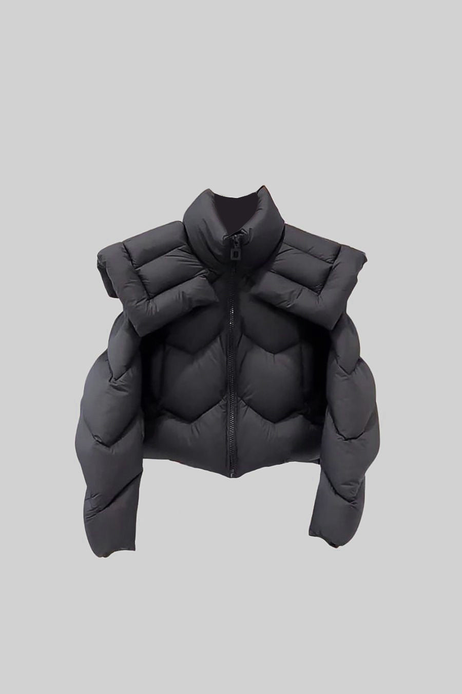 Plumífero Contemporáneo con Hombreras Anchas – Negro
