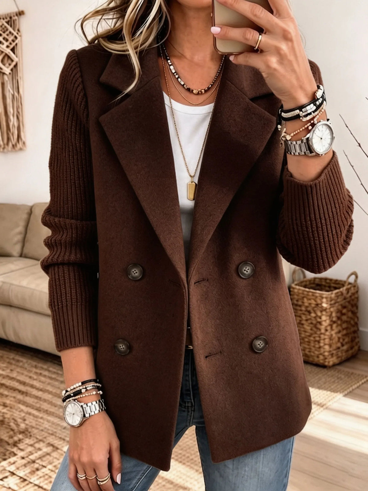 Carla | Blazer elegante con sofisticadas mangas de punto