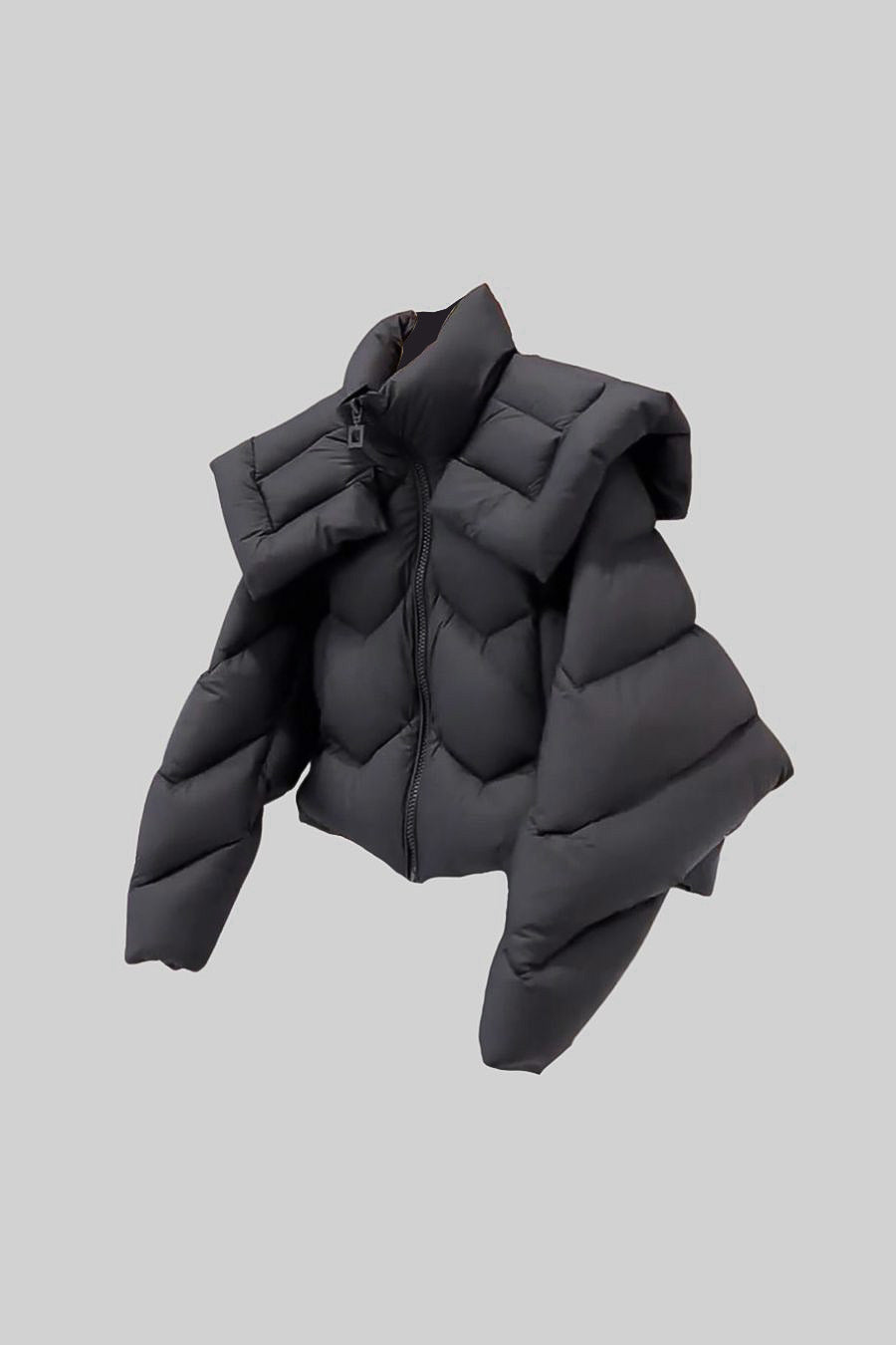 Plumífero Contemporáneo con Hombreras Anchas – Negro