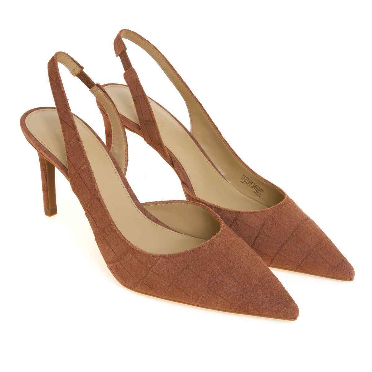 Sandalia Slingback de Ante con Estampado Cocodrilo y Tacón 75 mm