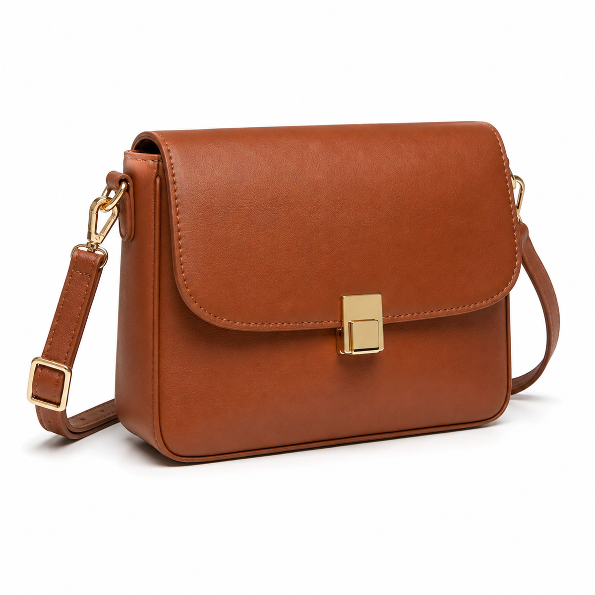 Bolso bandolera de mujer en elegante cuero sintético marrón