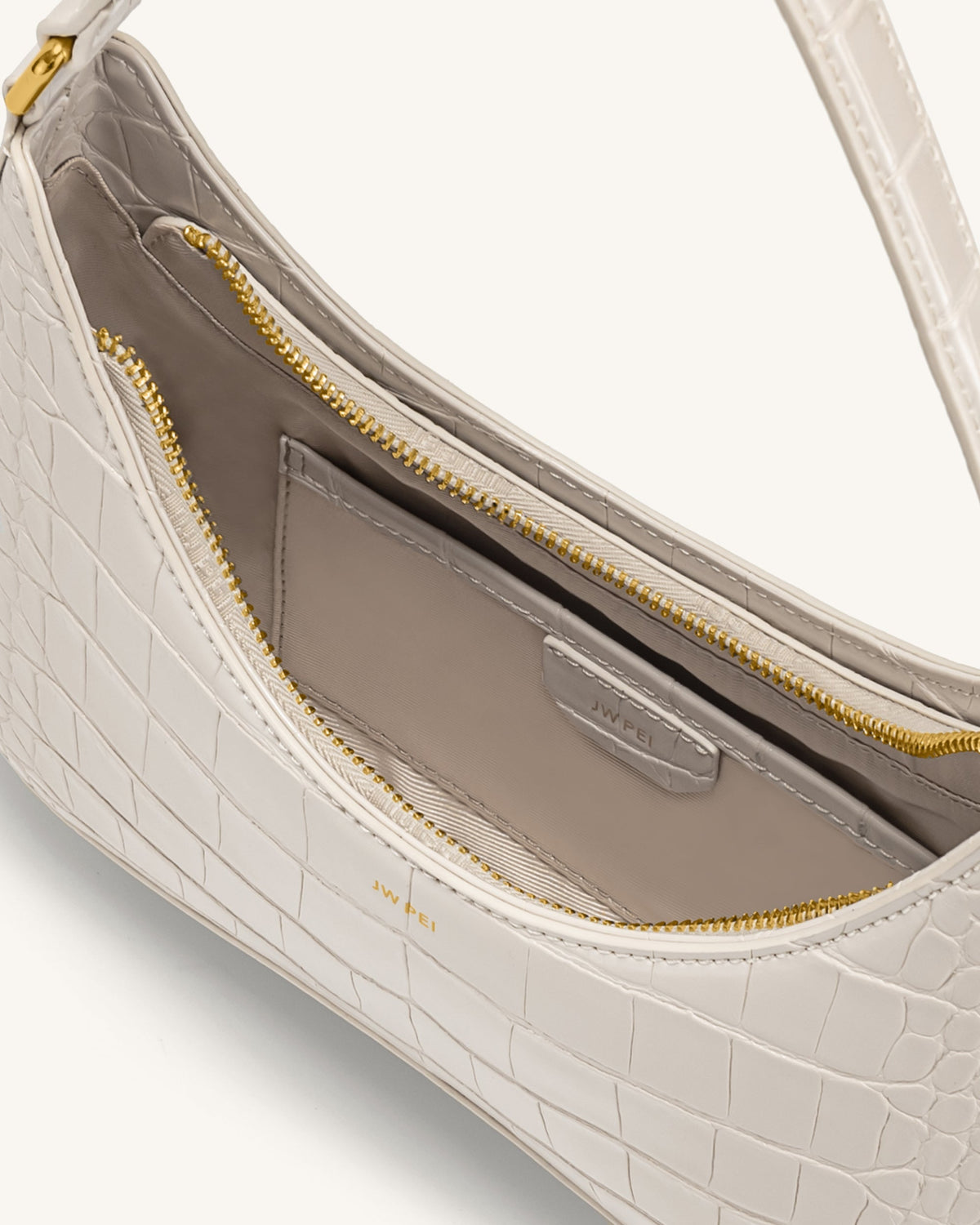 Bolso Bandolera Ruby Efecto Cocodrilo – Blanco