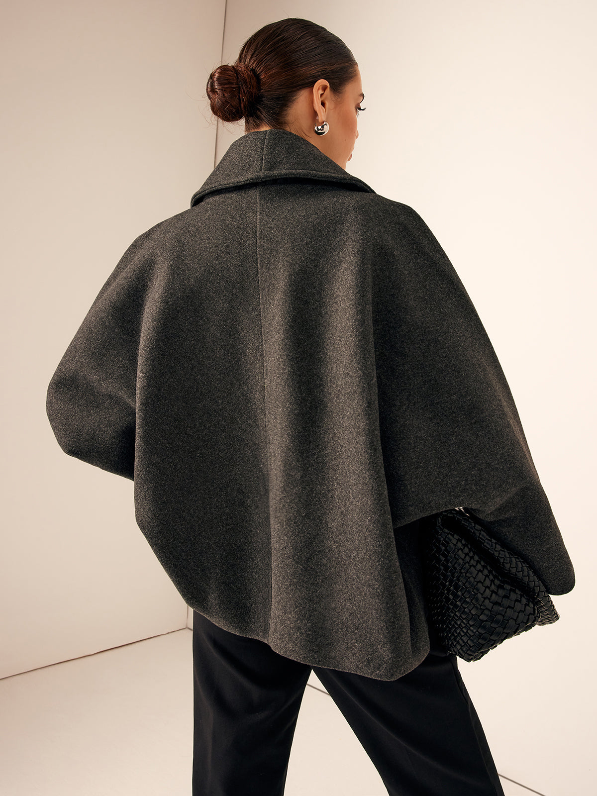 Abrigo de Tweed Holgado con Bolsillos
