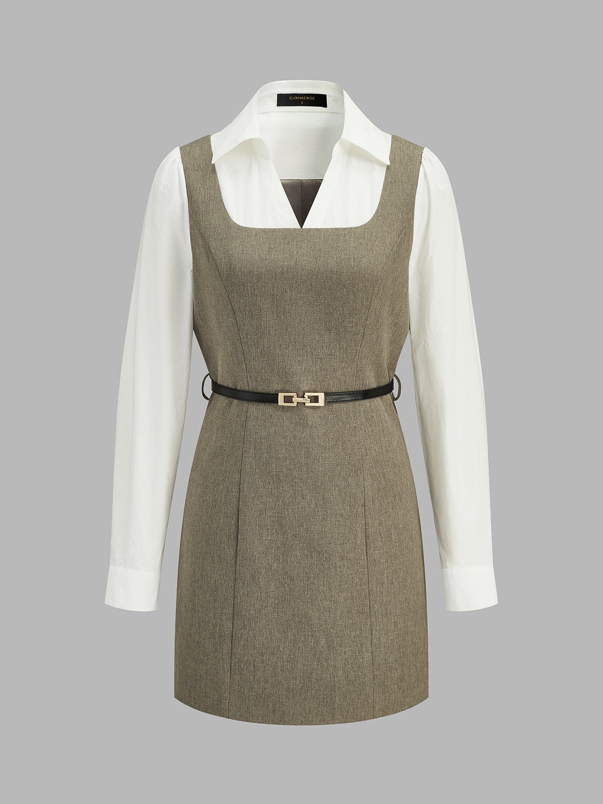 Conjunto de dos piezas: vestido con cinturón y blazer corto