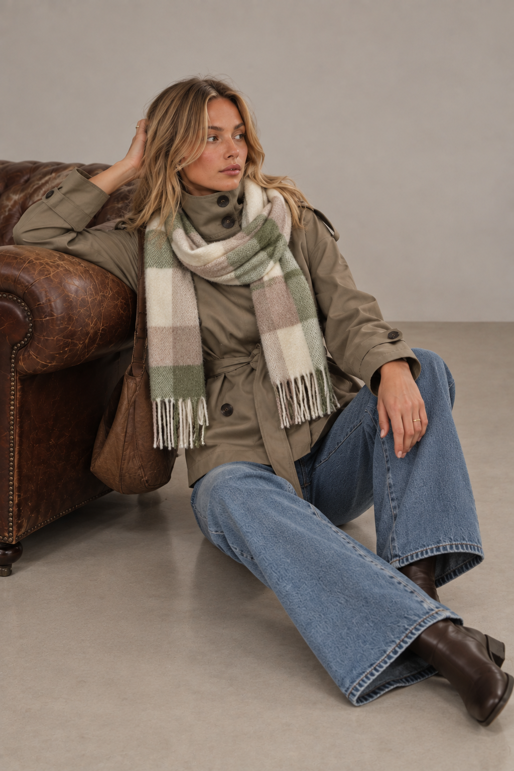 Bufanda de Cuadros Camille – Verde