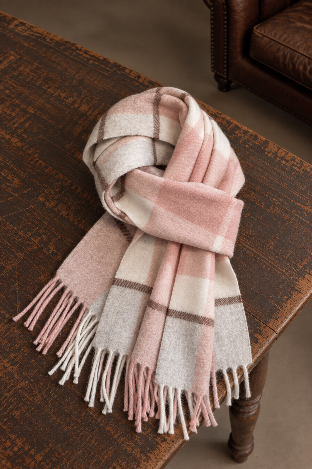Bufanda de Cuadros Camille – Rosa