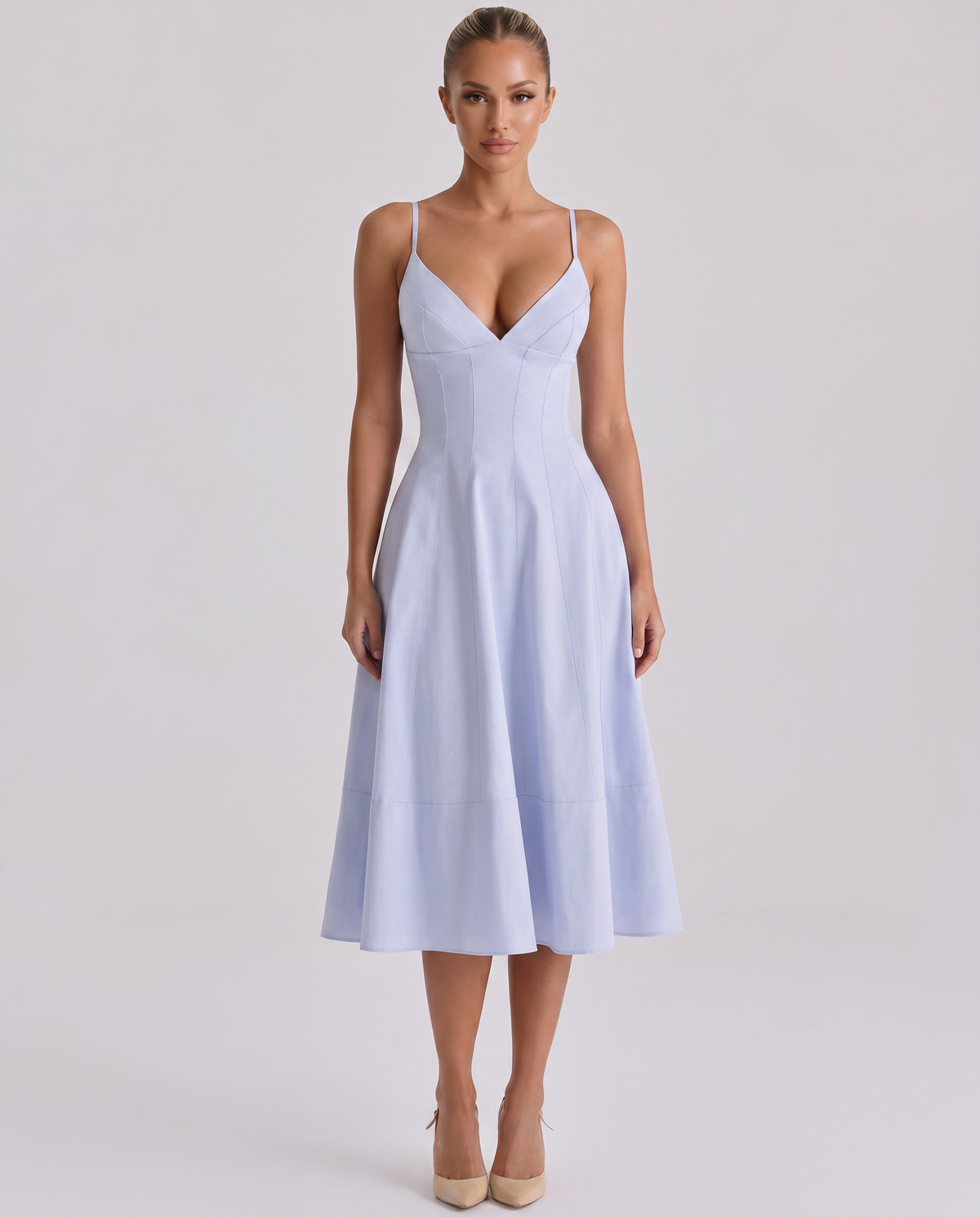 Robyn • Vestido midi con elegante espalda de lazo