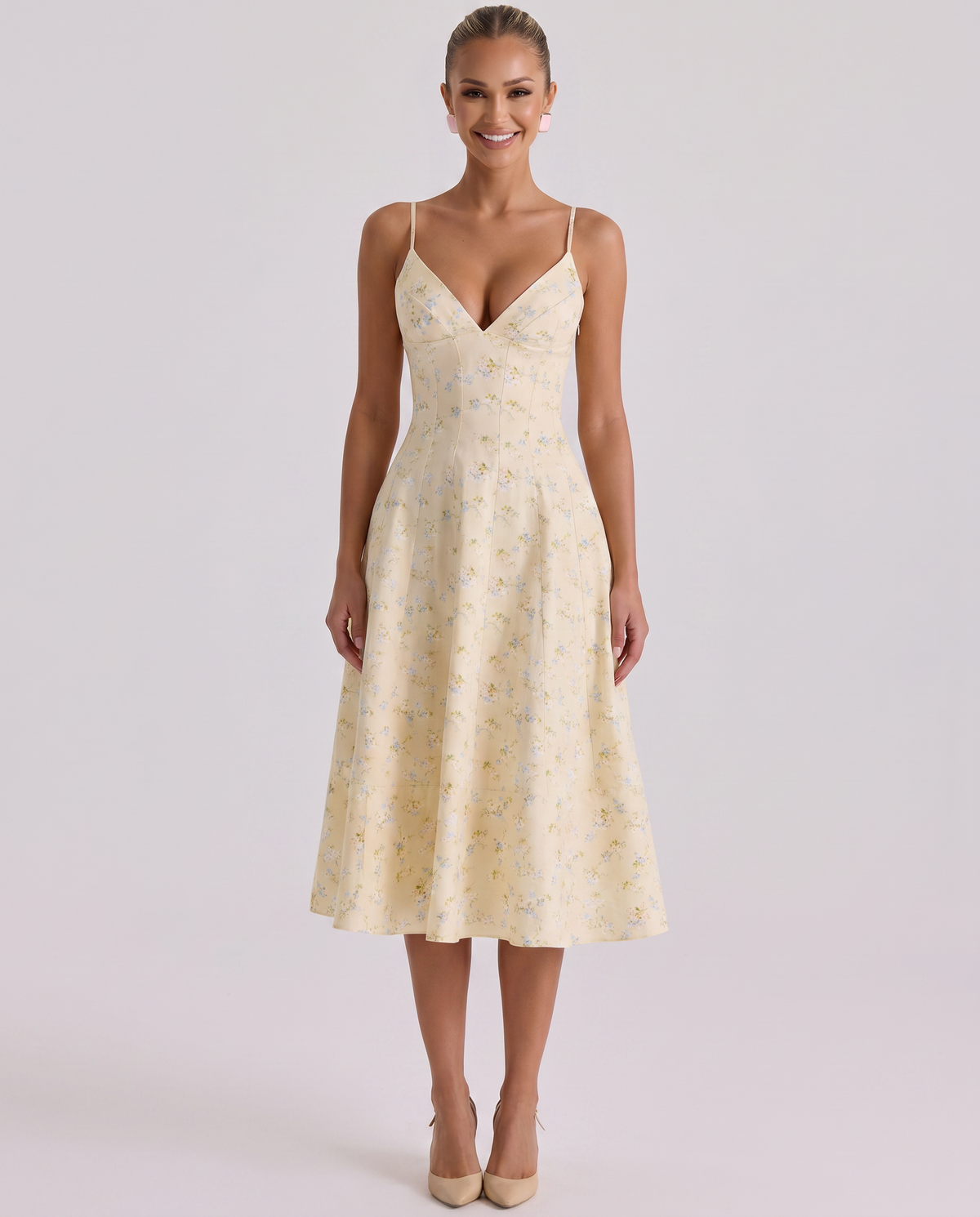 Robyn • Vestido midi con elegante espalda de lazo
