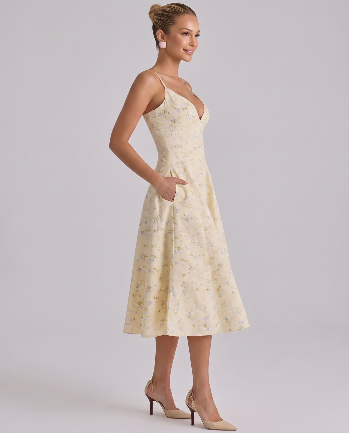 Robyn • Vestido midi con elegante espalda de lazo