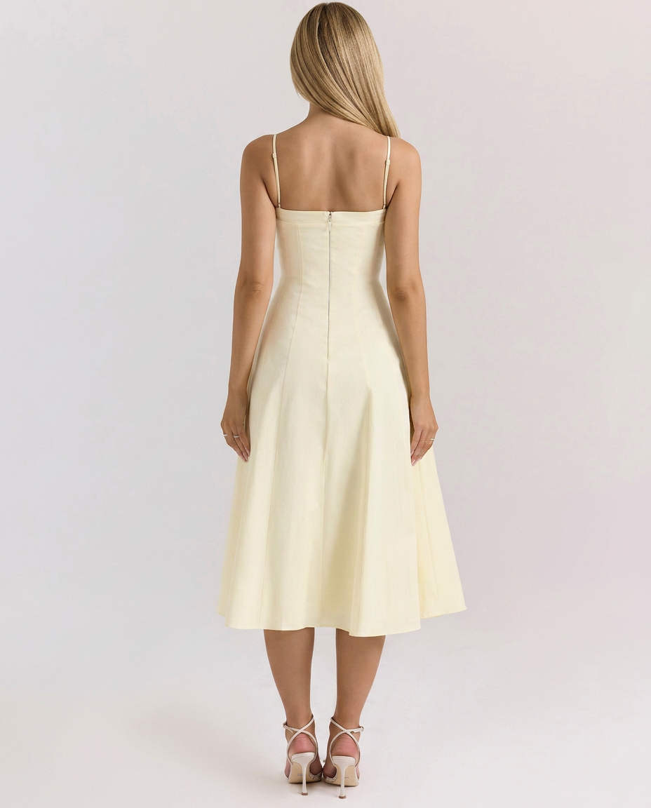 Merle • Elegante Vestido Midi de Línea A con Tirantes Finos