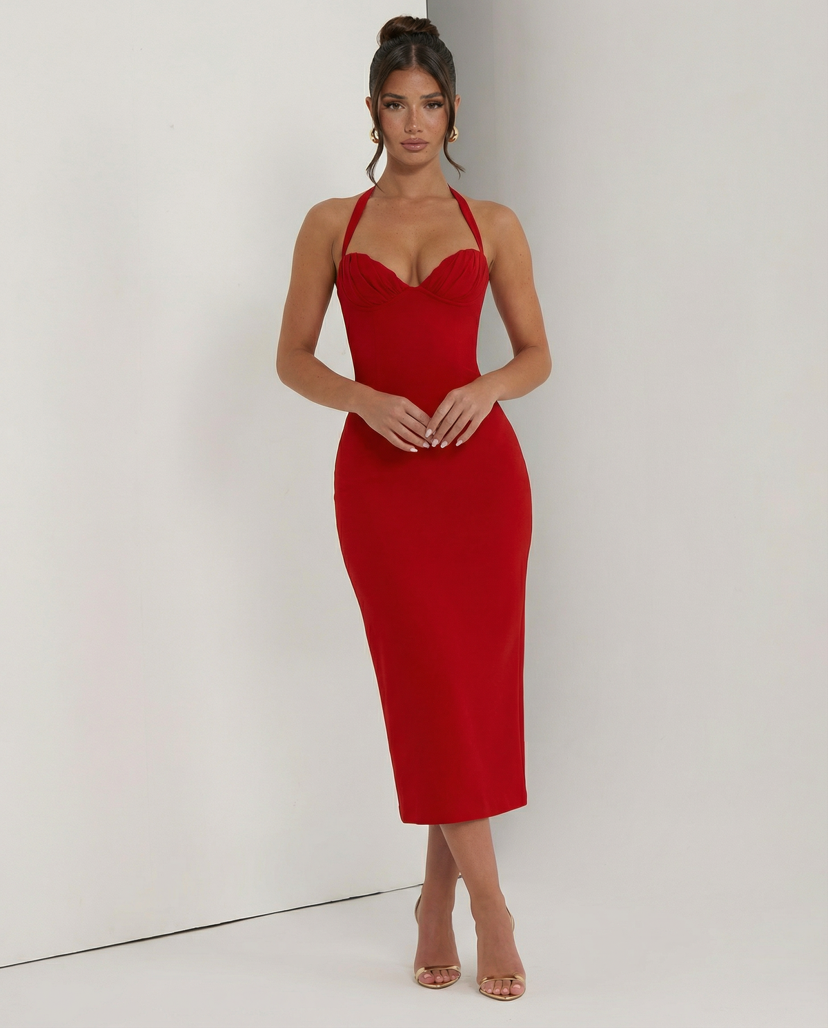 Liliana • Elegante Vestido Midi con Corsé de Encaje