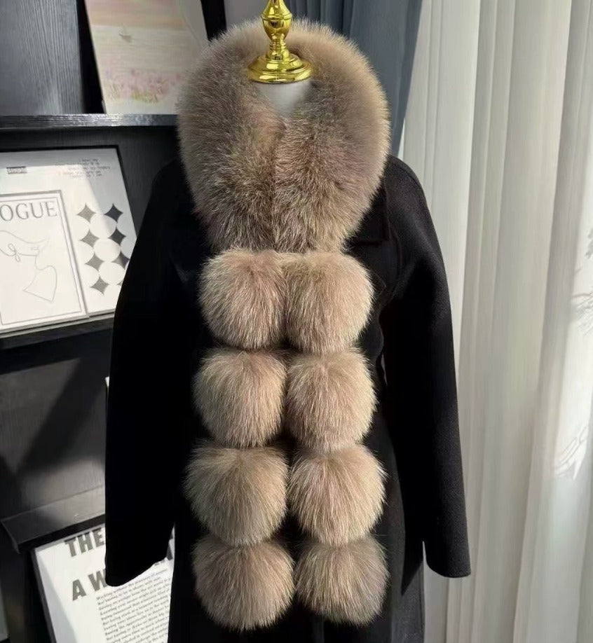 Bufanda de Pelo con Pompones Amélie