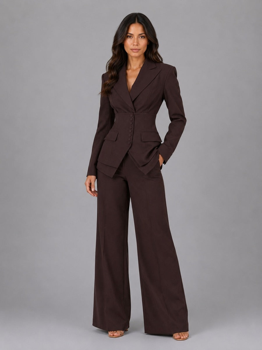 Anselma | Conjunto de dos piezas con blazer entallado y pantalón palazzo