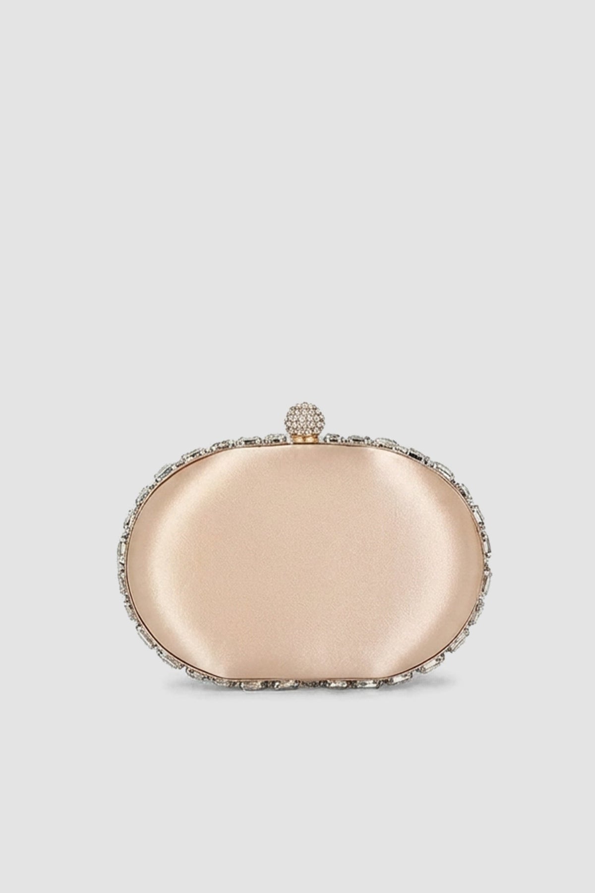 Clutch Ovalado con Pedrería Brillante – Plateado