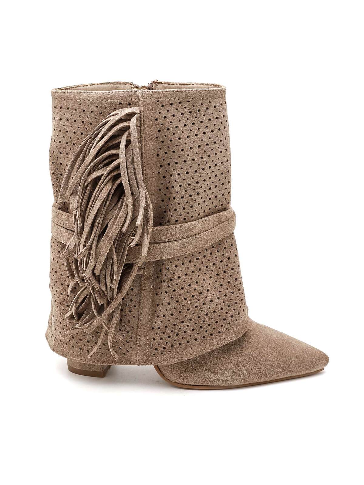 Botas Marley color topo con flecos