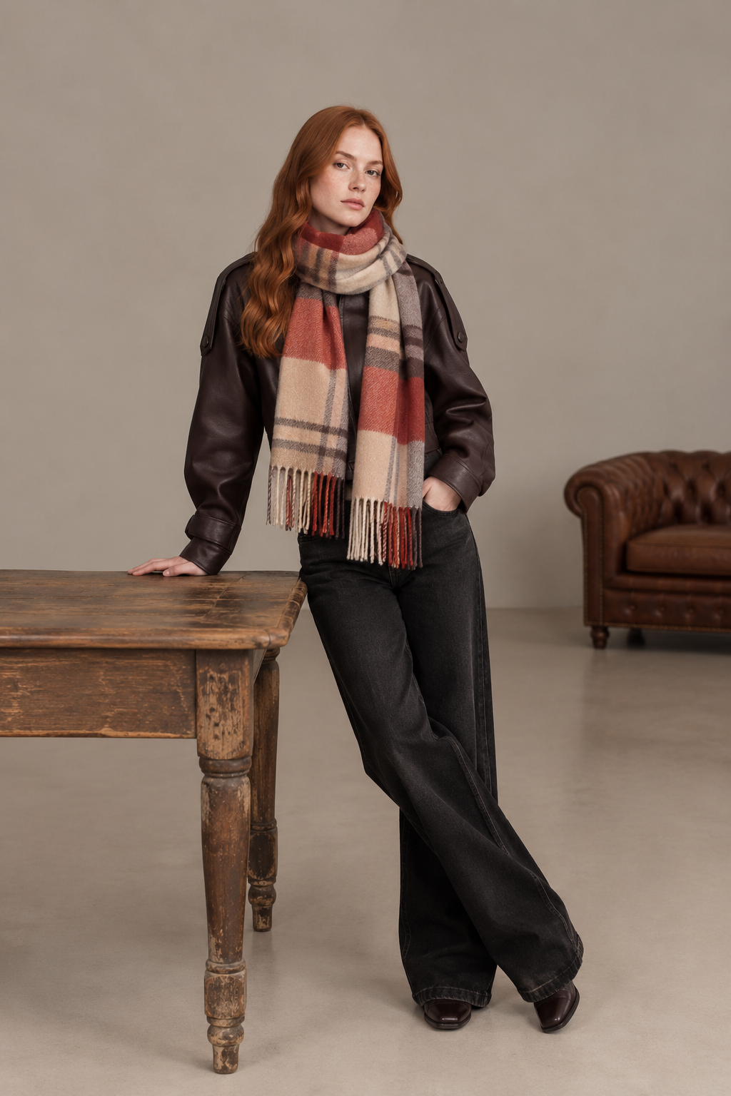 Bufanda de Cuadros Camille – Rojo