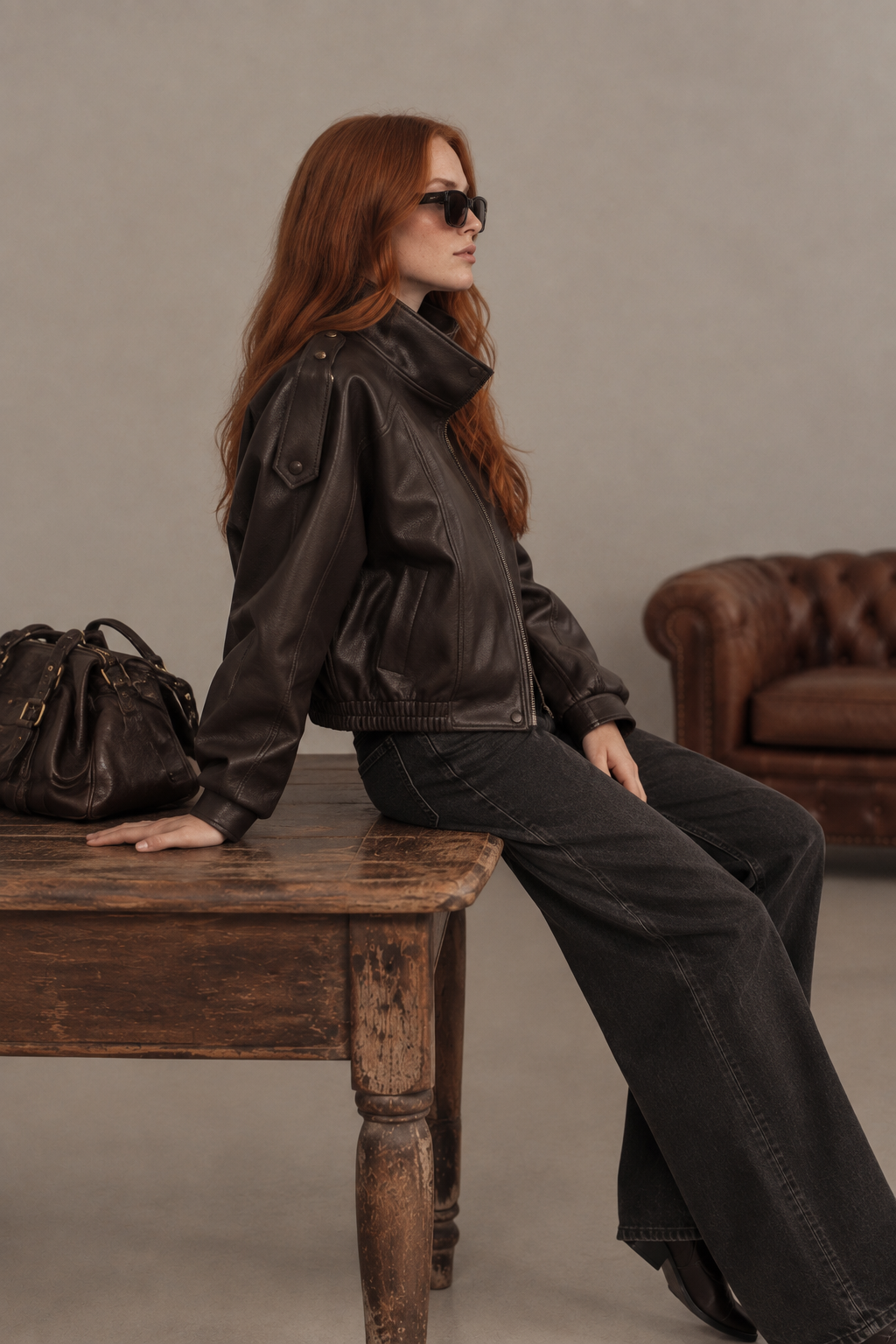 Elena | Chaqueta Efecto Piel con Cremallera Lateral