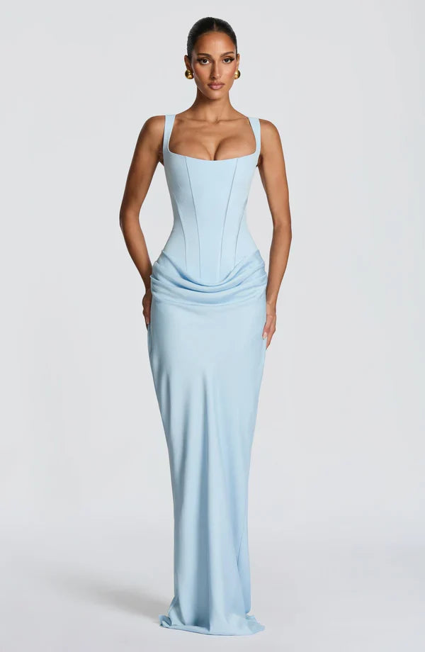 Valentina • Vestido maxi esculpido con silueta de reloj de arena
