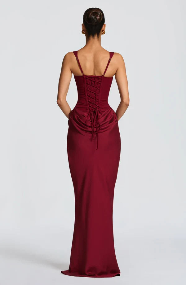 Valentina • Vestido maxi esculpido con silueta de reloj de arena