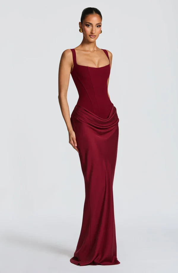 Valentina • Vestido maxi esculpido con silueta de reloj de arena