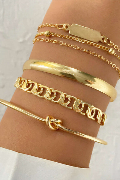 Juego de Pulseras de Cadena de Metal de 4 Piezas
