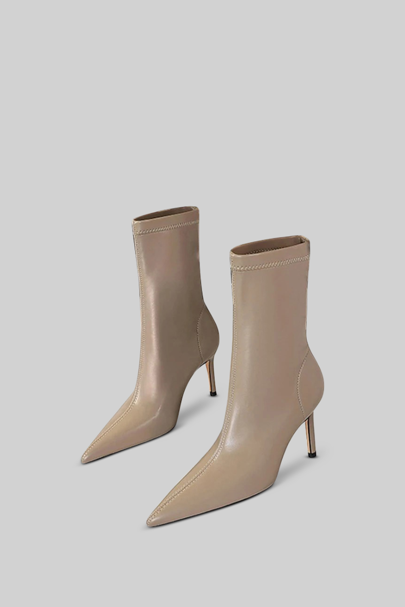 Botines beige de tacón de aguja