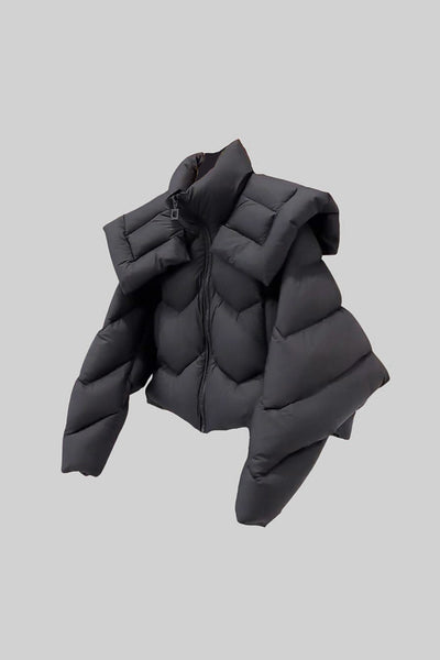 Plumífero Contemporáneo con Hombreras Anchas – Negro