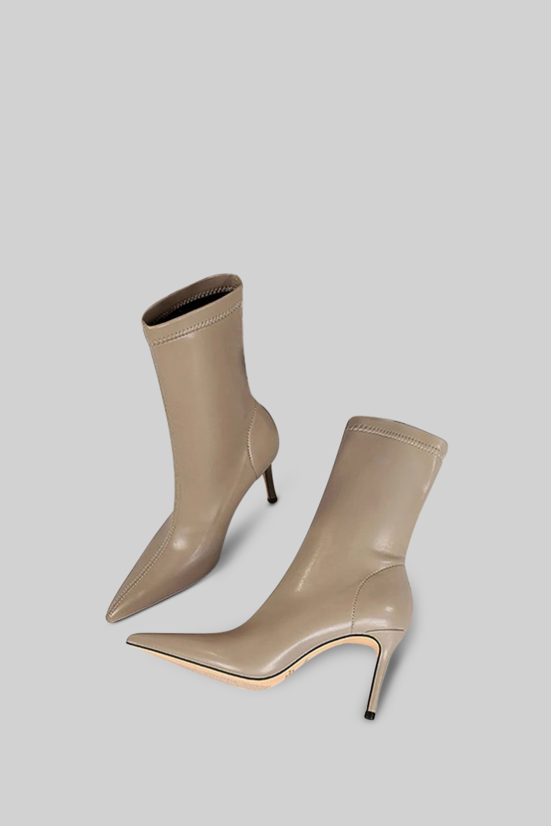Botines beige de tacón de aguja