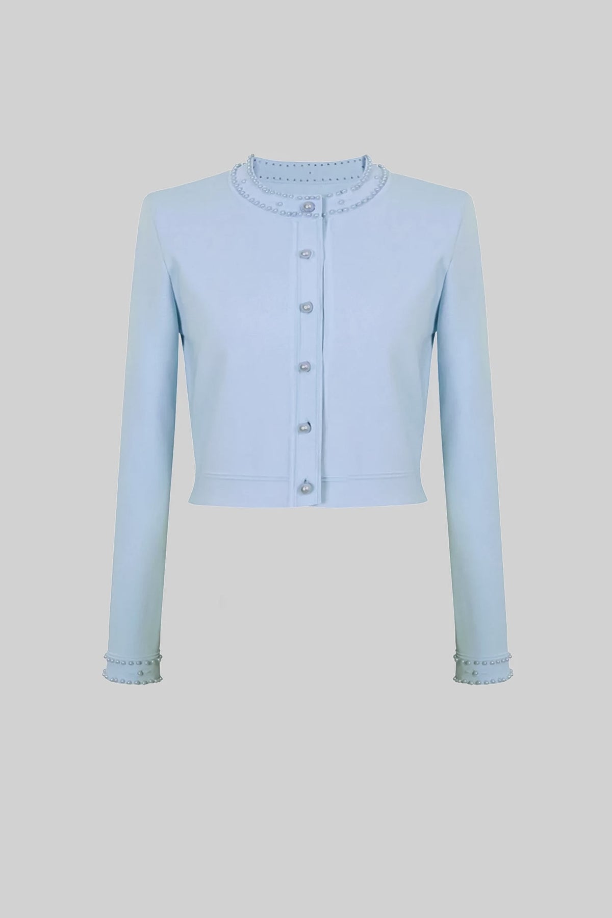 Cárdigan de Punto con Botones de Perlas – Azul