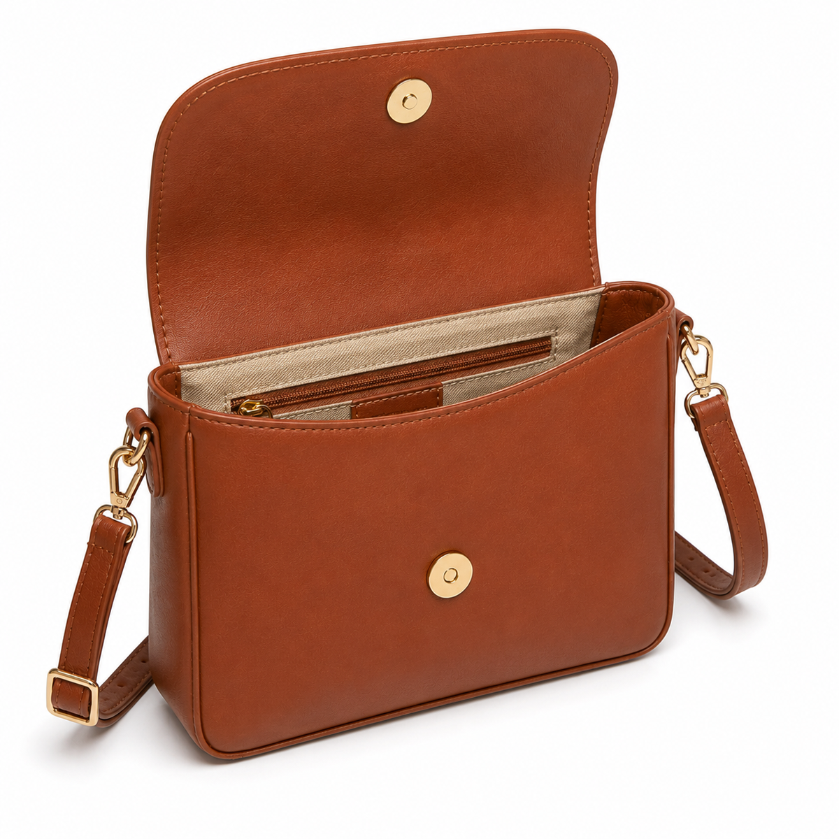 Bolso bandolera de mujer en elegante cuero sintético marrón