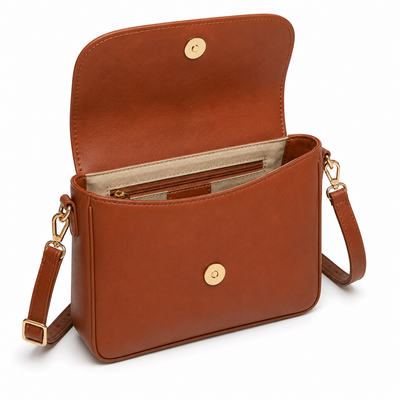 Bolso bandolera de mujer en elegante cuero sintético marrón