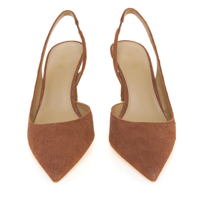 Sandalia Slingback de Ante con Estampado Cocodrilo y Tacón 75 mm