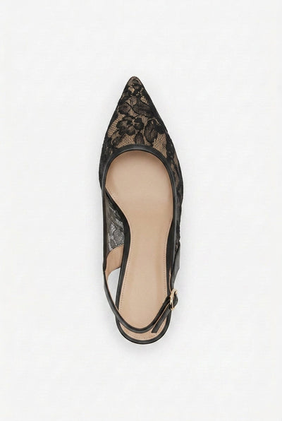 Tacones elegantes de punta afilada con cordones, tira trasera y hebilla ajustable