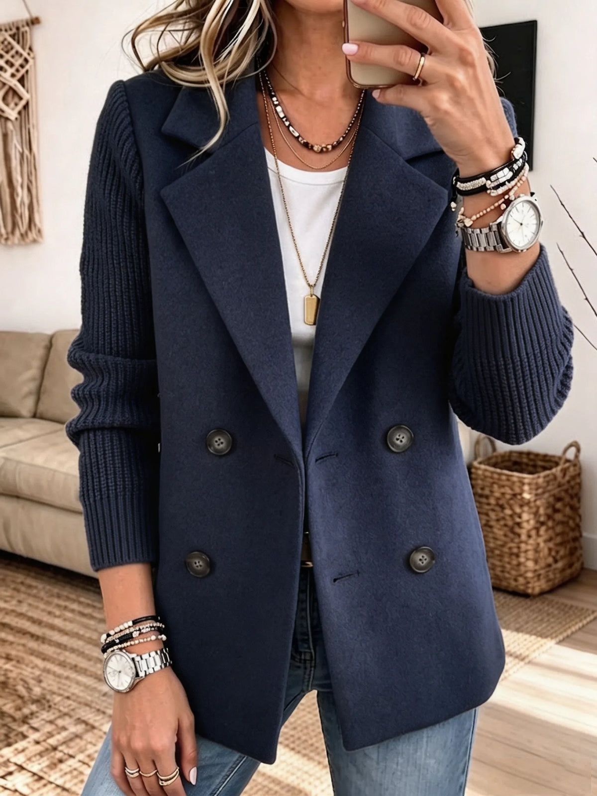 Carla | Blazer elegante con sofisticadas mangas de punto