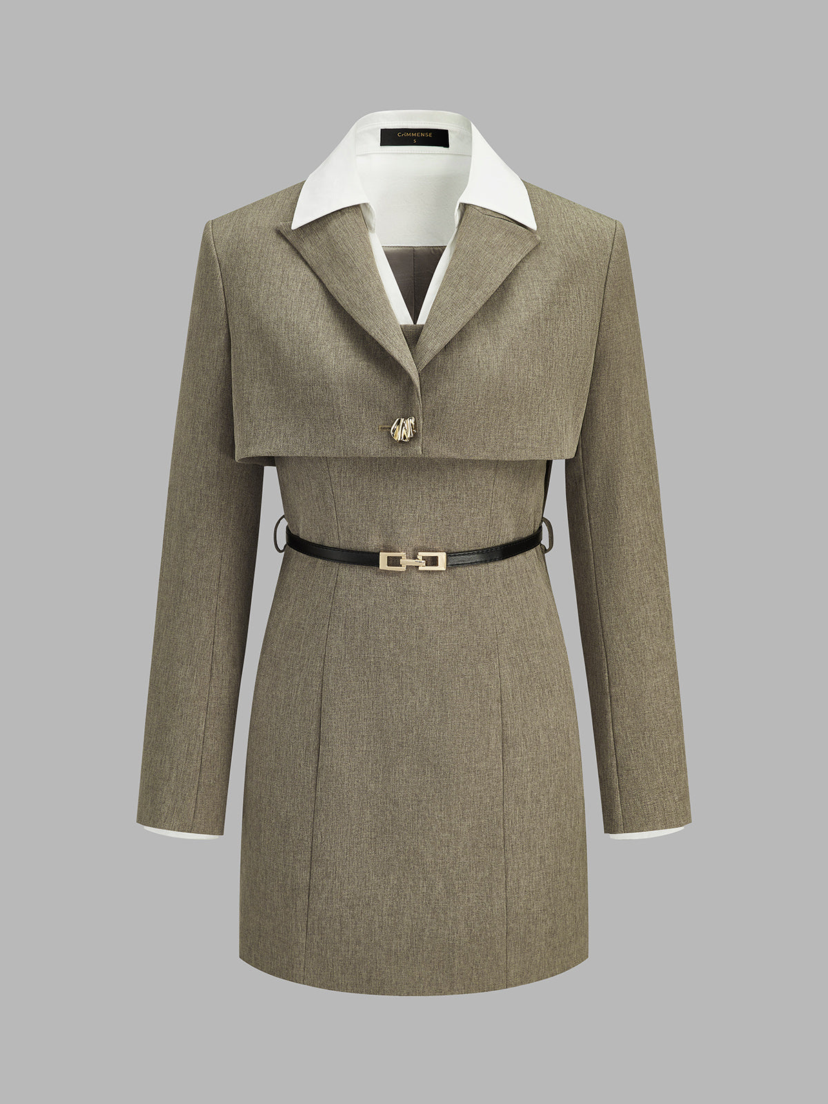 Conjunto de dos piezas: vestido con cinturón y blazer corto