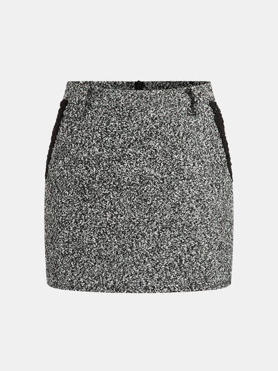Conjunto de falda de dos piezas en tweed moteado
