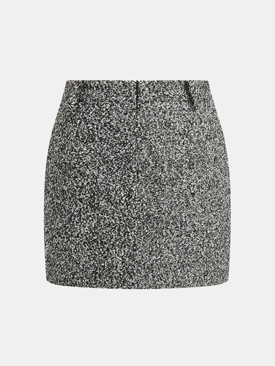 Conjunto de falda de dos piezas en tweed moteado