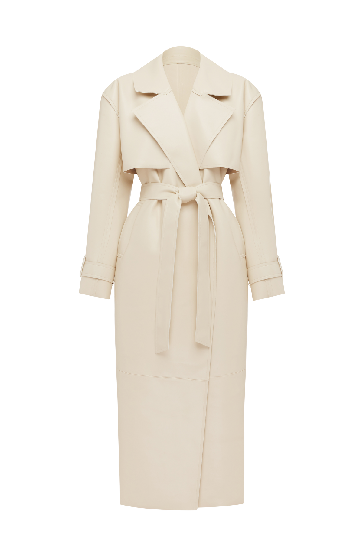 Bridget | Gabardina oversize de efecto piel – Crema