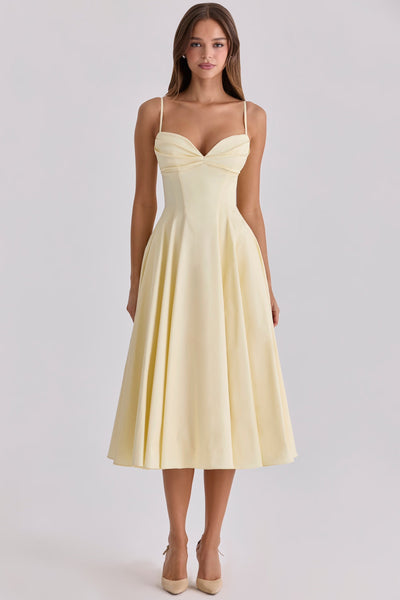 Delali • Vestido midi con elegante escote fruncido