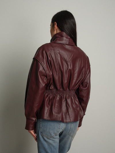 Bomber entallada de ecopiel – Burdeos