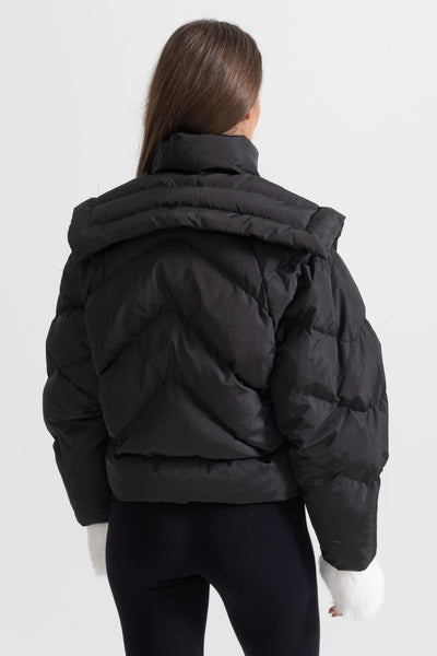 Plumífero Contemporáneo con Hombreras Anchas – Negro