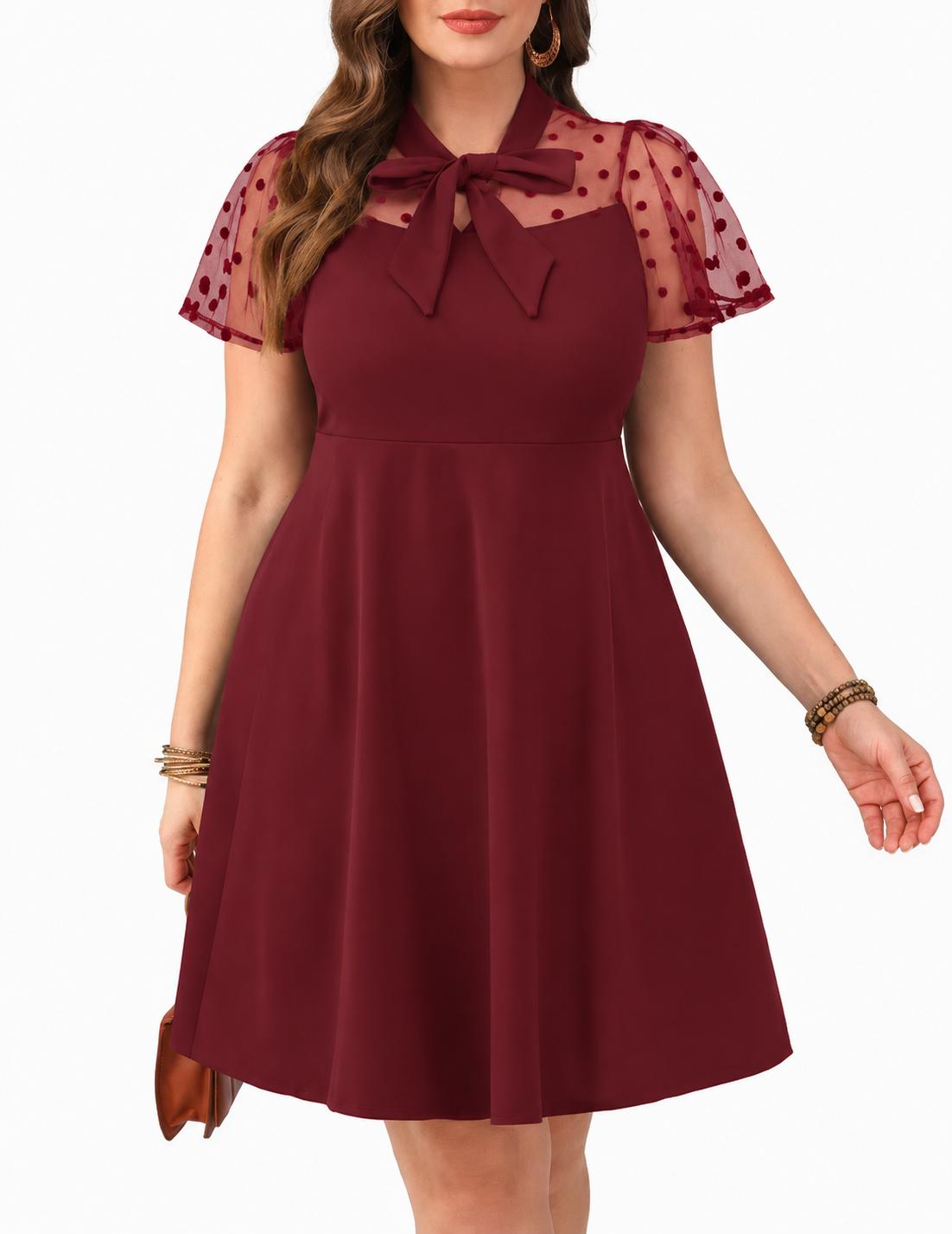 Alessia | Vestido con mangas de tul floral y lazo