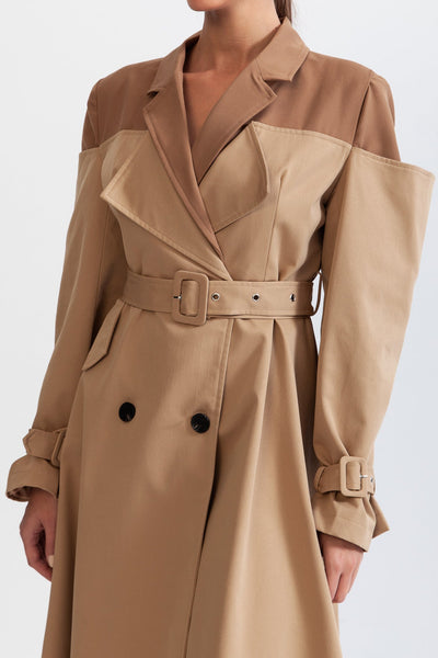 Gabardina Doble con Estilo Blazer – Nude