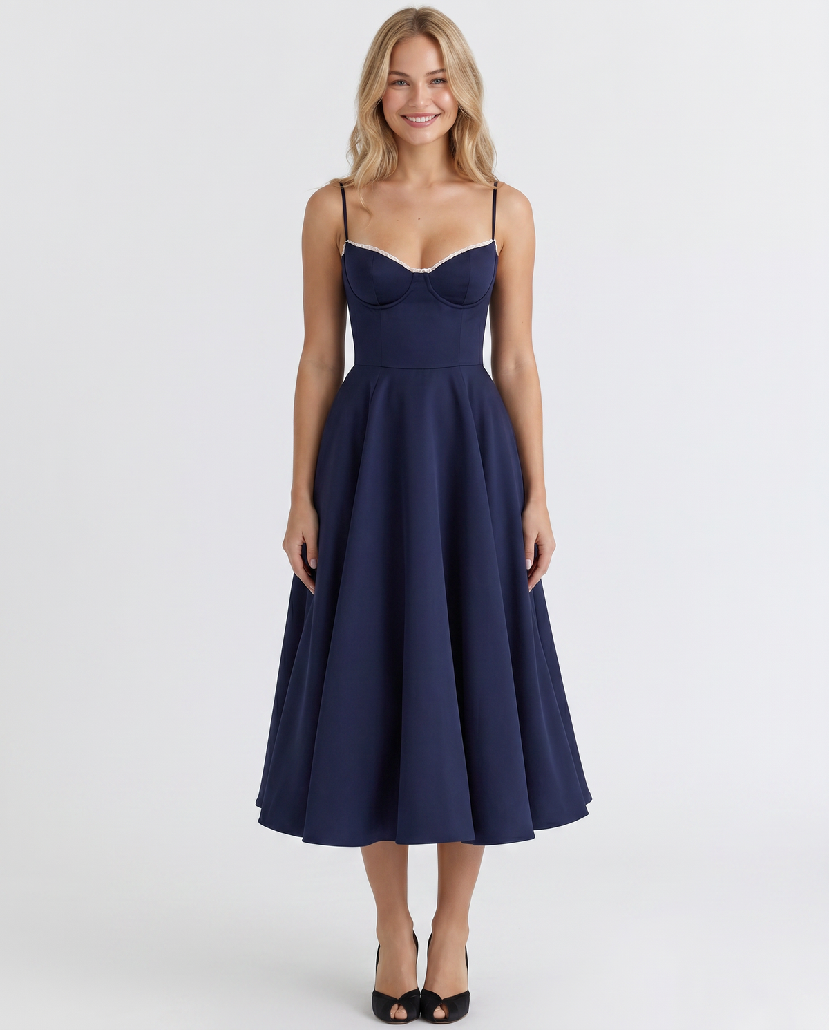 Camryn • Vestido midi con escote corazón y elegante falda de tul
