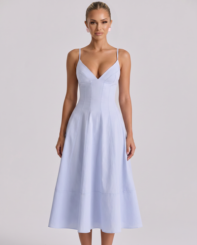 Robyn • Vestido midi con elegante espalda de lazo
