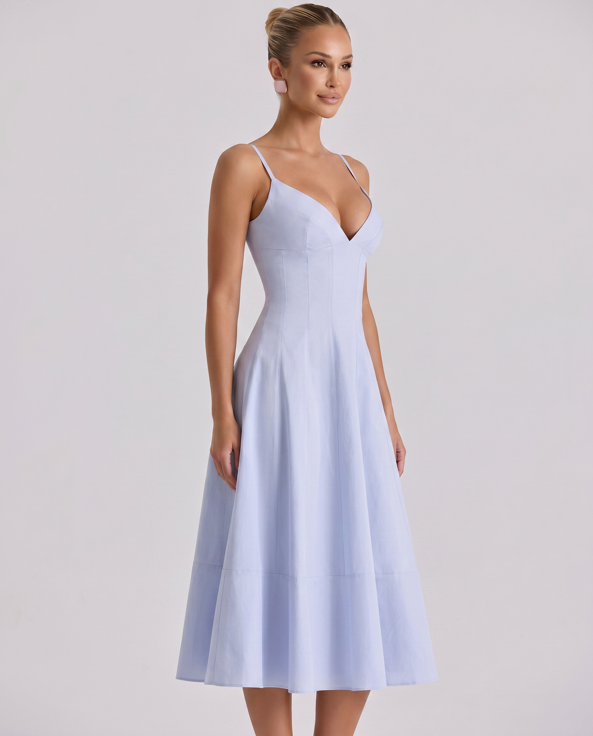 Robyn • Vestido midi con elegante espalda de lazo
