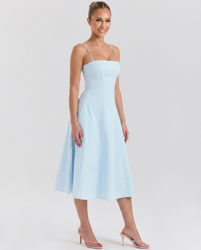Merle • Elegante Vestido Midi de Línea A con Tirantes Finos