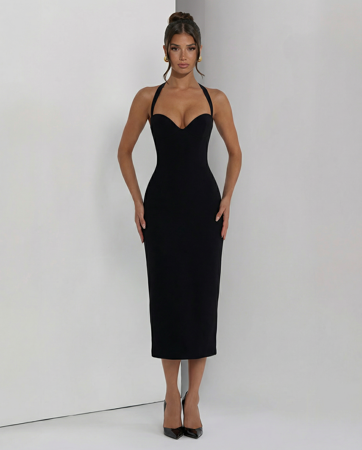 Liliana • Elegante Vestido Midi con Corsé de Encaje